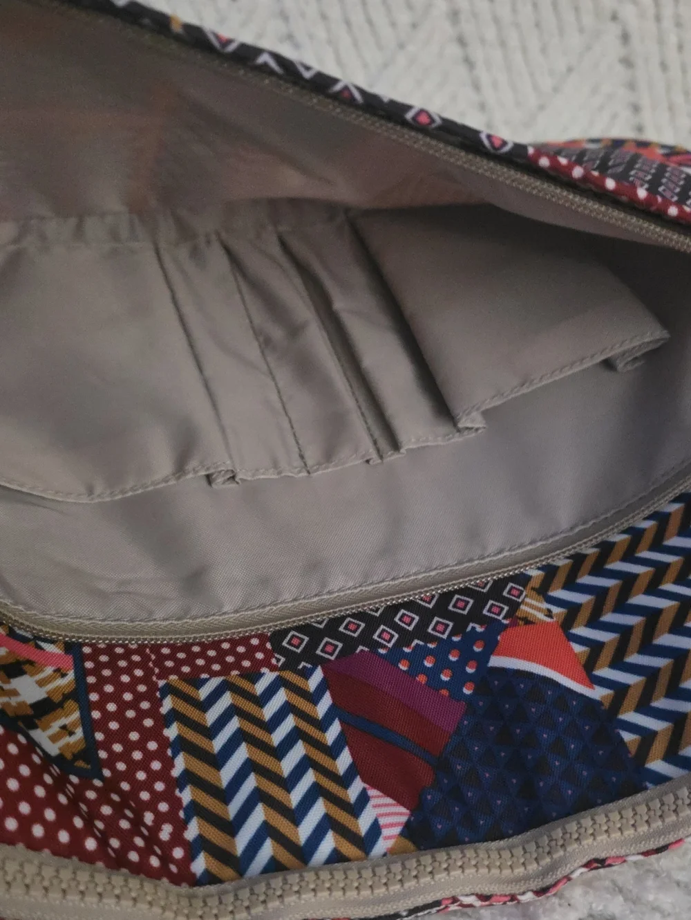 Kipling Patchwork Laptop Sleeve in Navy, Pink, Red and Gold Accents